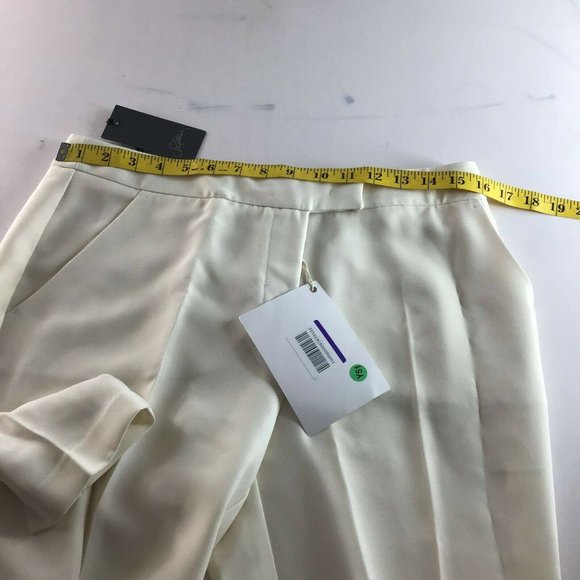 Soallure Women's Off White Straight Leg Slash Pocket Casual Dress Pants Size 44